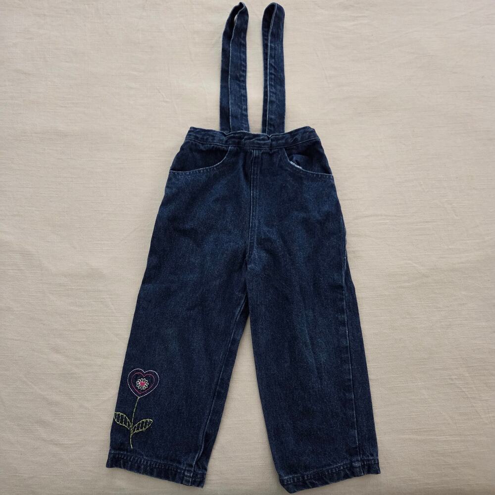 Vintage Flower Suspender Jeans 3t